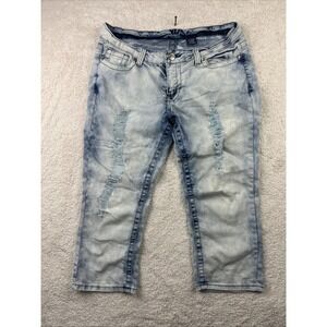 Ultra Crop VIP Jeans Womens Capri Jeans Size 11/12 Skinny Distressed Boho